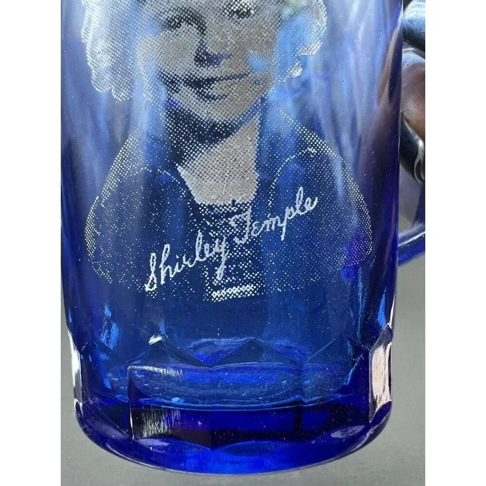 Cobalt Blue Shirley Temple Pitcher Hazel Atlas Depression Glass 1930s Vintage